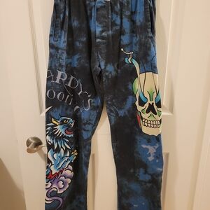 Ed Hardy Blue Graphic Sweatpants